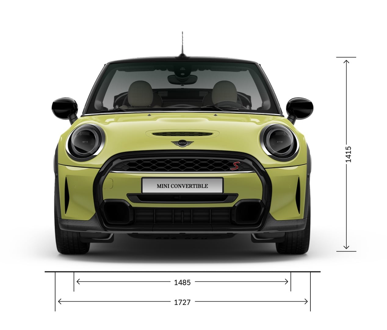 MINI Cabrio – vue avant – dimensions